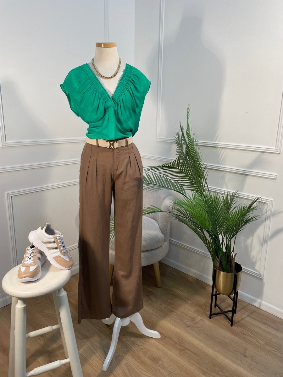 Blusa verde cuello V - BL9617-VES