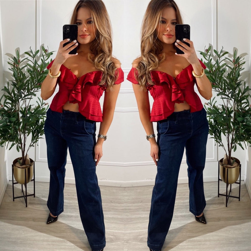 Blusa Vino con vuelos - BL6053-VIS