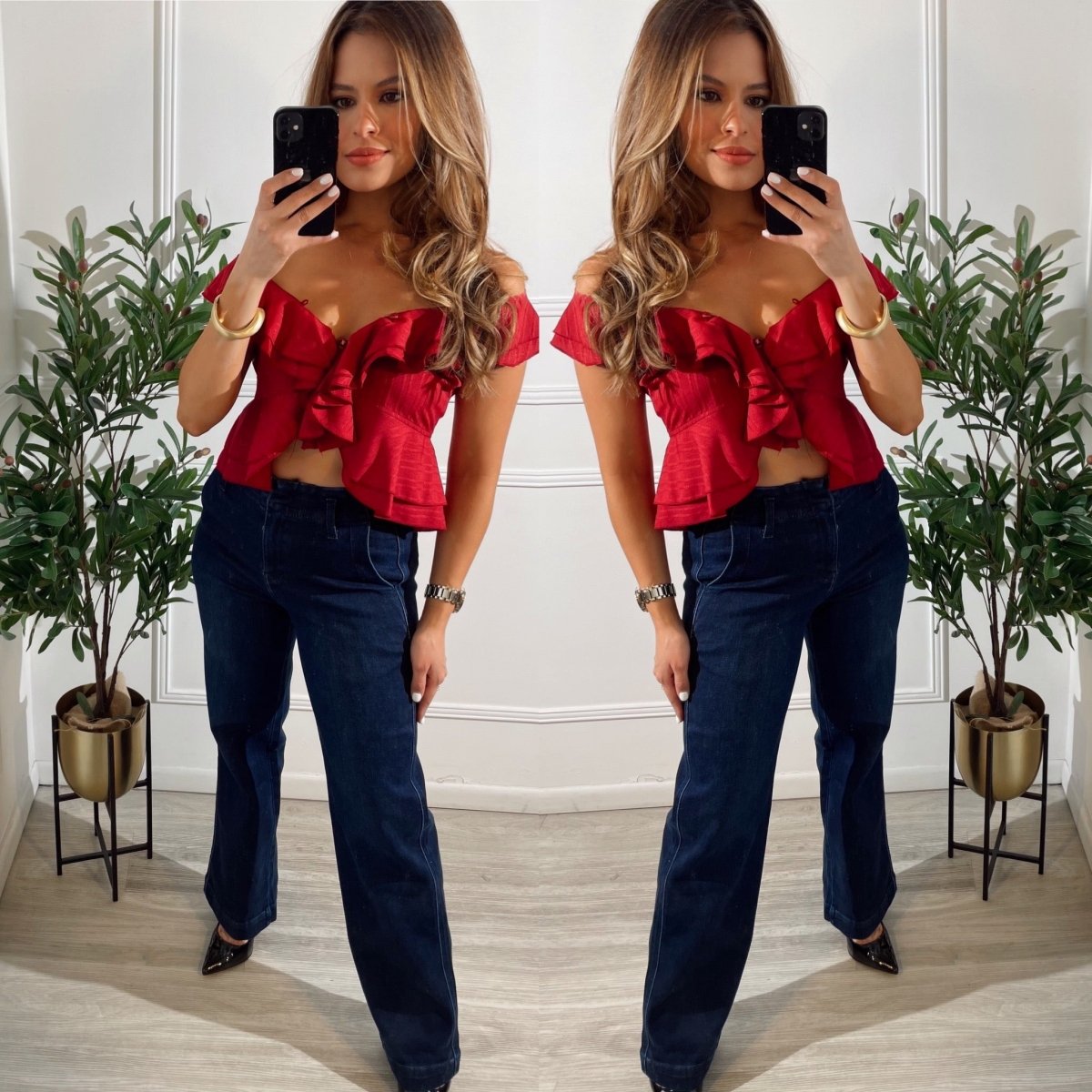 Blusa Vino con vuelos - BL6053-VIS