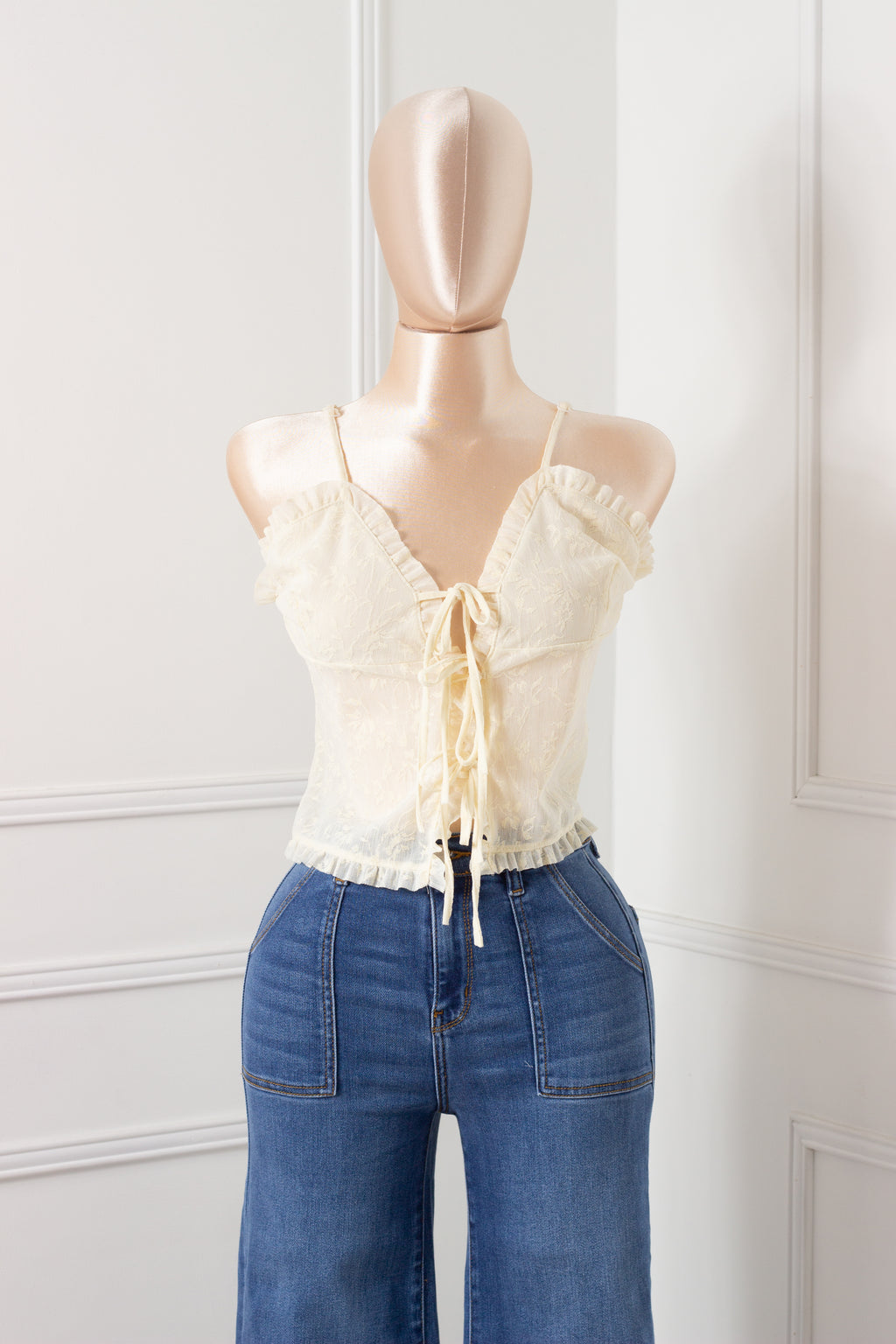 Blusa Beige Tirante con lazos