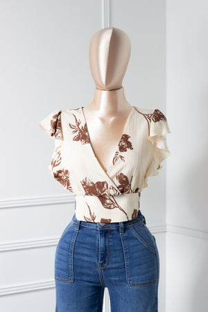 Blusa beige estampada