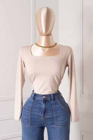 Blusa Beige básica manga larga