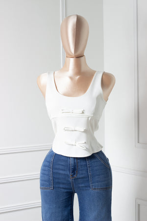 Blusa Blanca básica con lazo