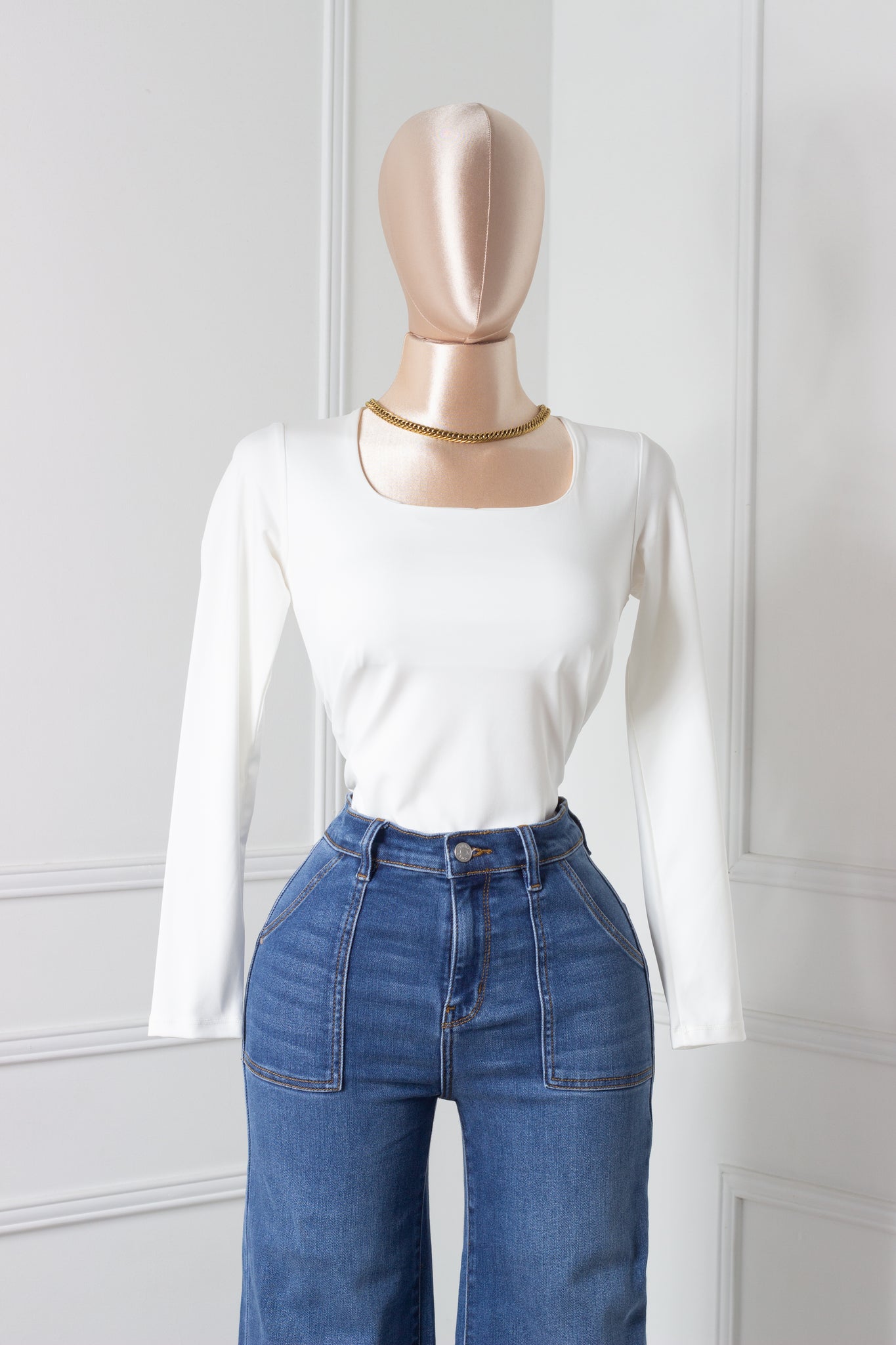 Blusa Blanca básica manga larga