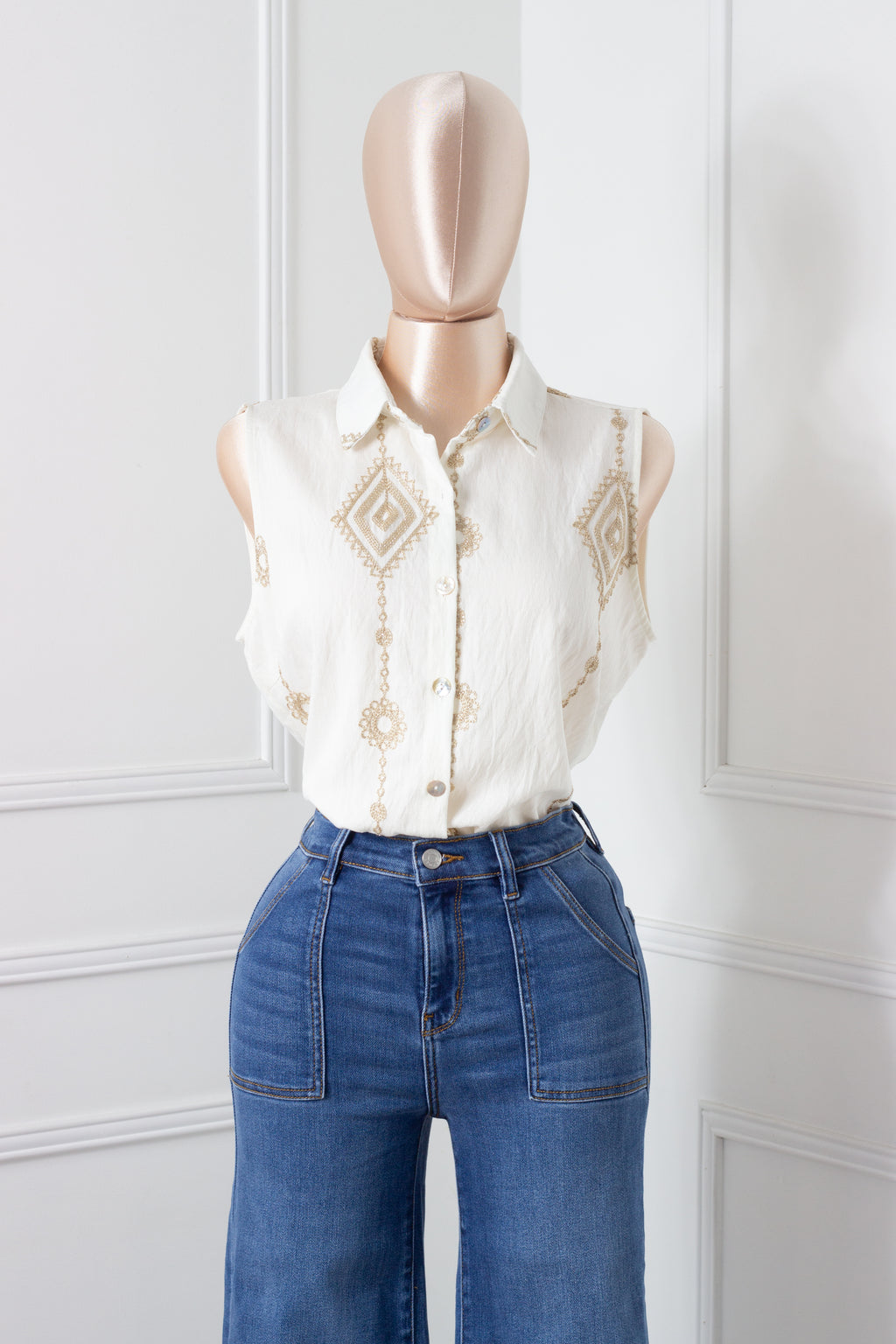 Blusa bordada ivory