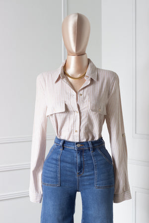 Blusa camisera de algodón khaki