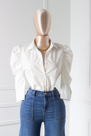 Blusa manga bombacha blanca