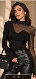 Blusa Negra con manga Mesh