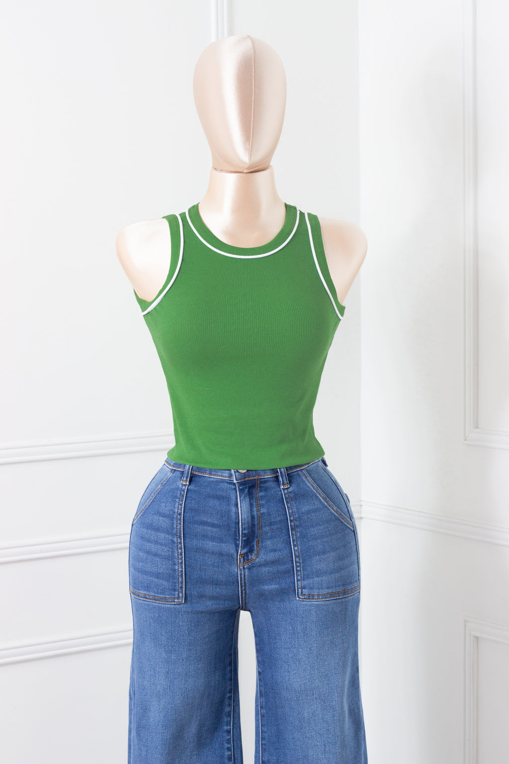 Blusa Verde básica sin manga