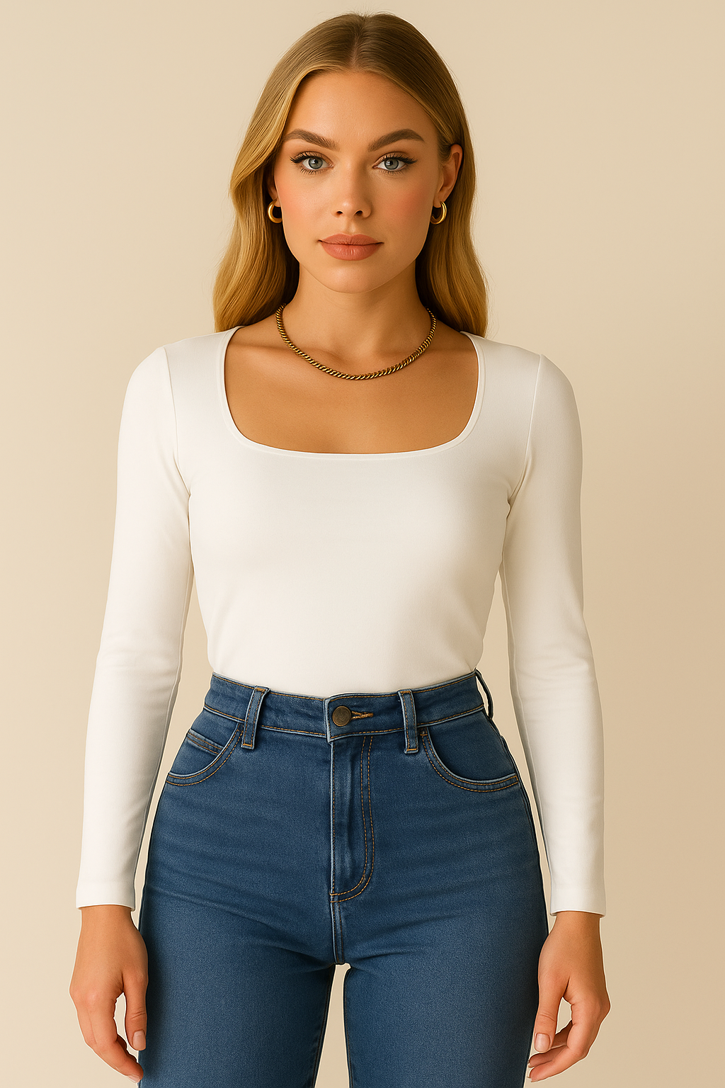 Blusa Blanca básica manga larga