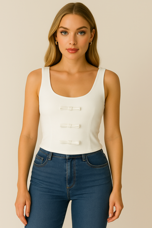 Blusa Blanca básica con lazo