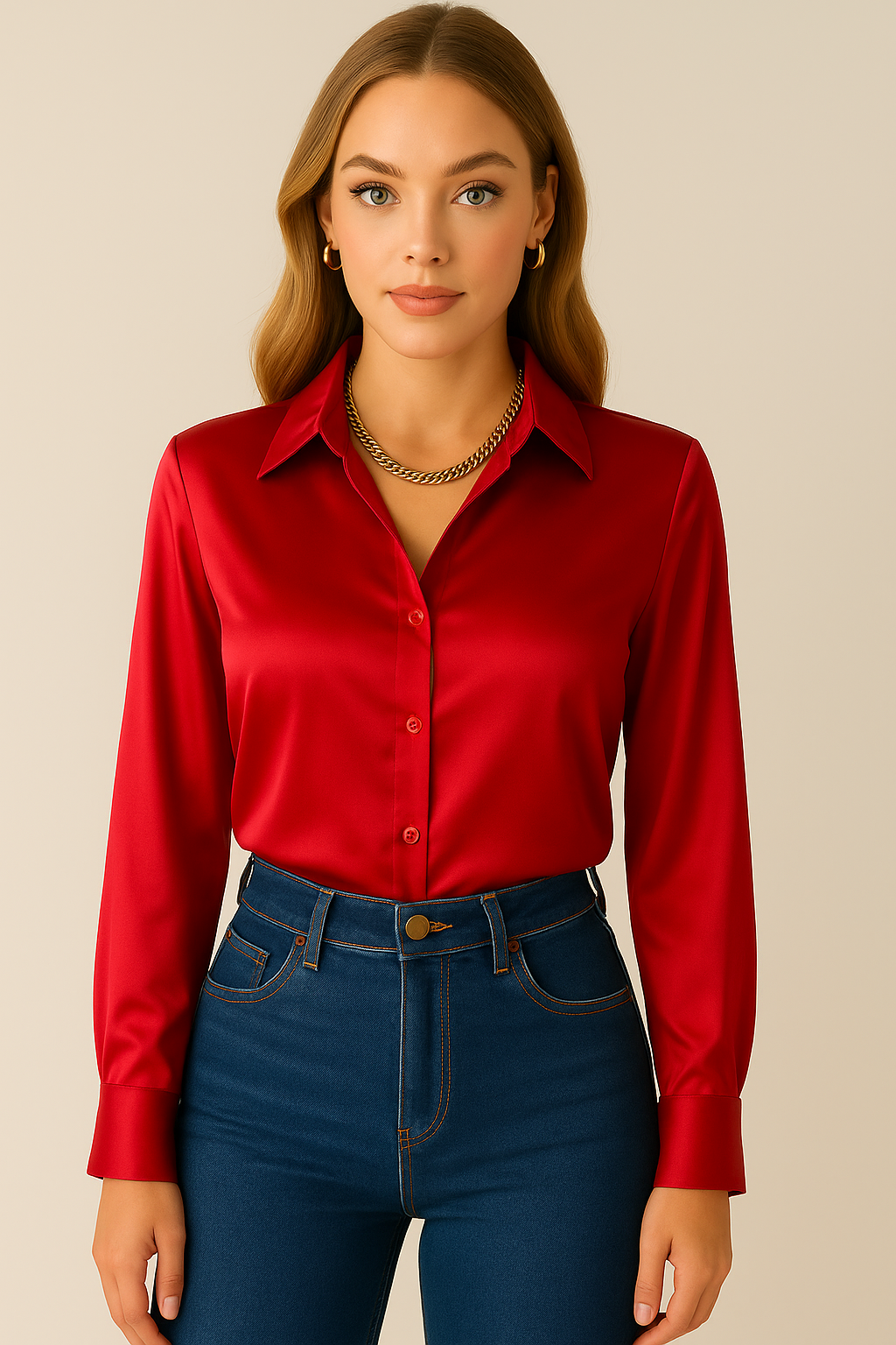 Blusa camisera satinada vino