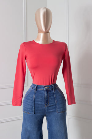 Body Coral básico manga larga