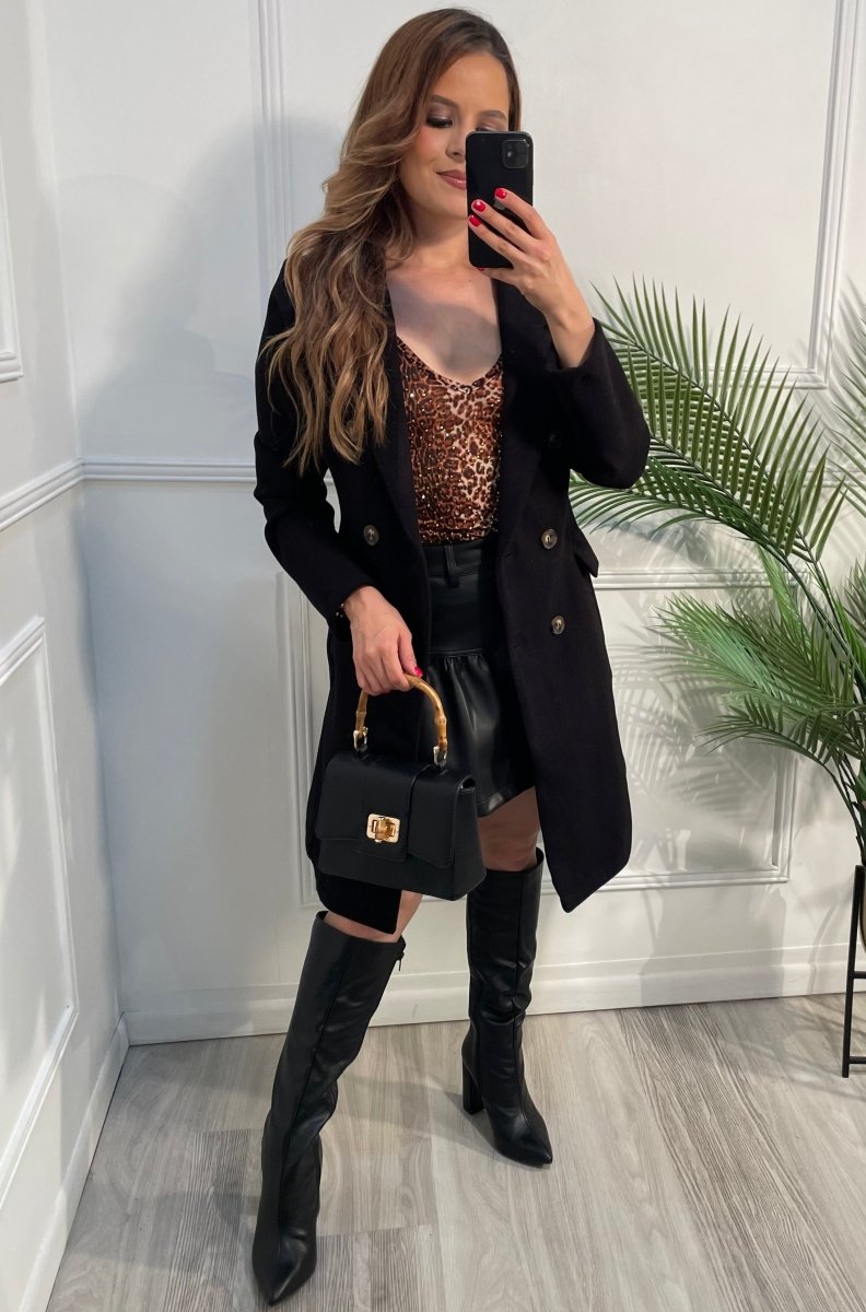 Bodysuit leopardo cuello V - BO9241-LES