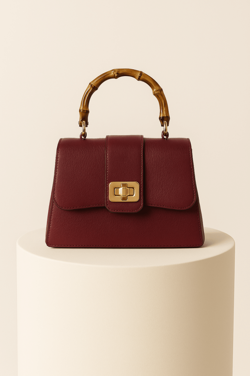 Bolso con detalle estilo bambú vino - BO2211-VI