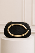 Bolso de Mano paja natural negro - BOR202-NE