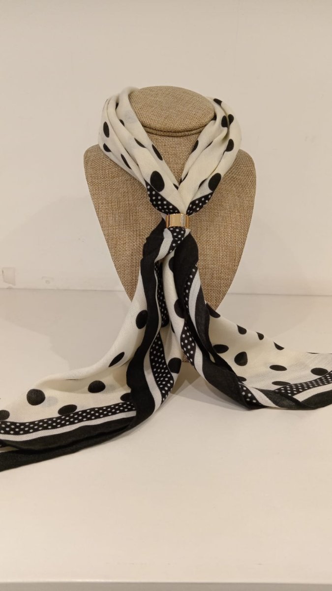Bufanda Blanca lunares Negros Grandes - B716-BNG