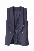 Chaleco Azul navy con botones tela casual - CH0913-AZS