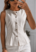 Chaleco Beige Lino - CH5218-BES
