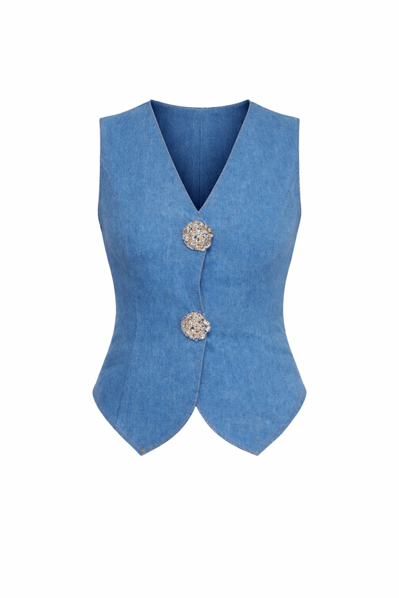 Chaleco de mezclilla botones maxi - BL5792-S