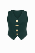 Chaleco verde estilo sastre botones dorados - CH164-VES