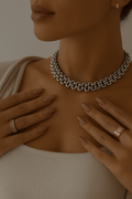 Collar plateado trenzado - C10