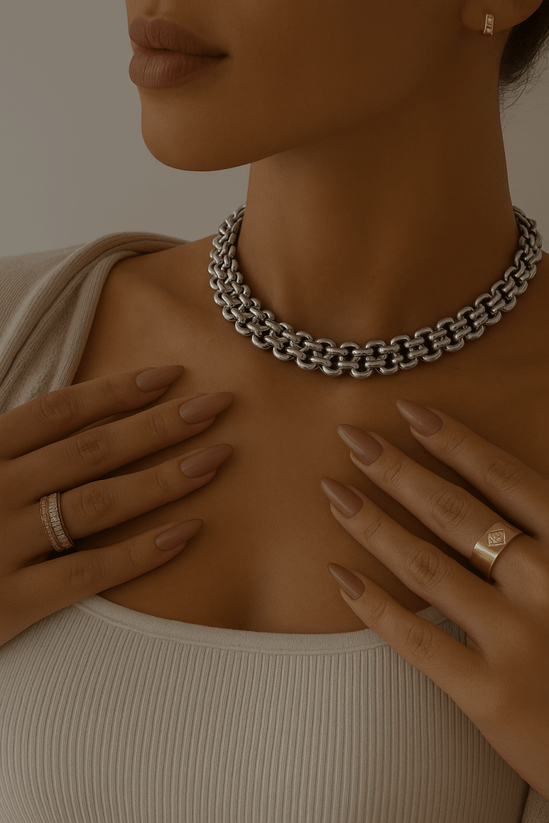 Collar plateado trenzado - C10