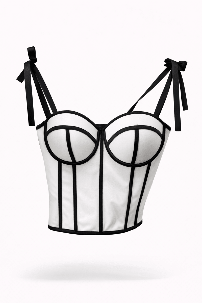 Corset Blanco con negro - CO2619-BLS