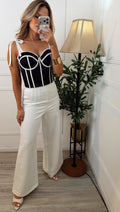 Corset Negro con blanco - CO2619-NES