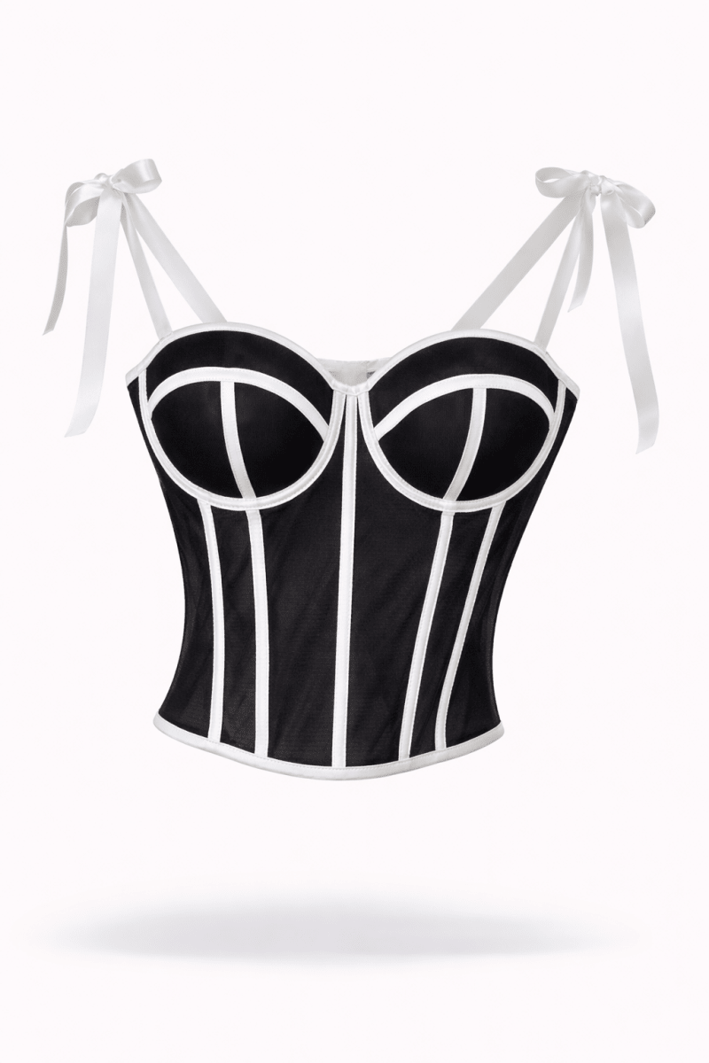 Corset Negro con blanco - CO2619-NES