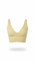 Crop Top Amarillo V punto rayado - BL1346-AMS
