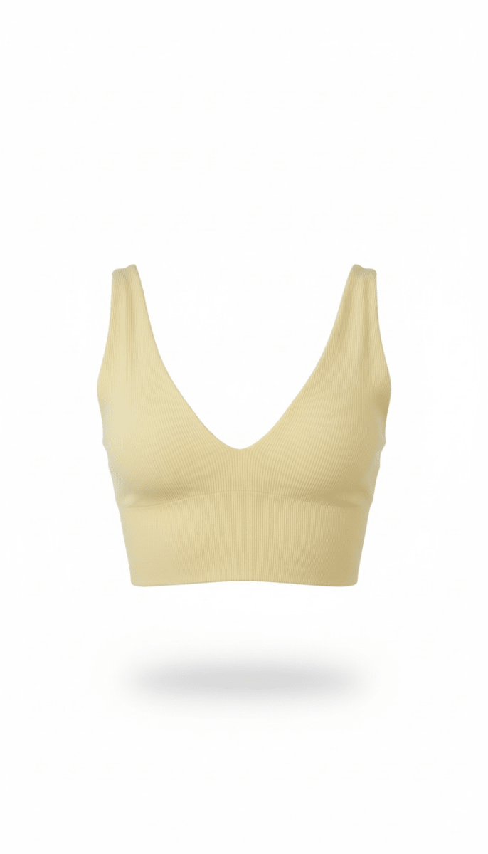 Crop Top Amarillo V punto rayado - BL1346-AMS