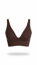 Crop Top Café V punto rayado - BL1346-CAS