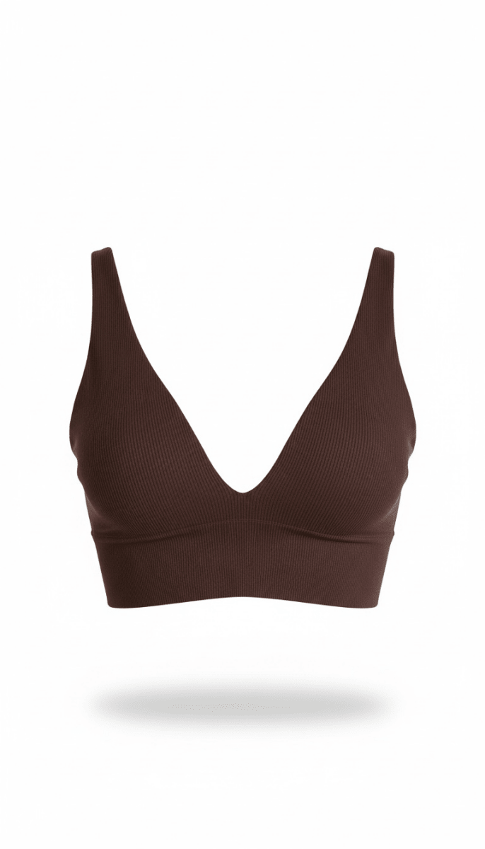 Crop Top Café V punto rayado - BL1346-CAS