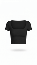 Crop top negro cuello cuadrado - BL0530-NES