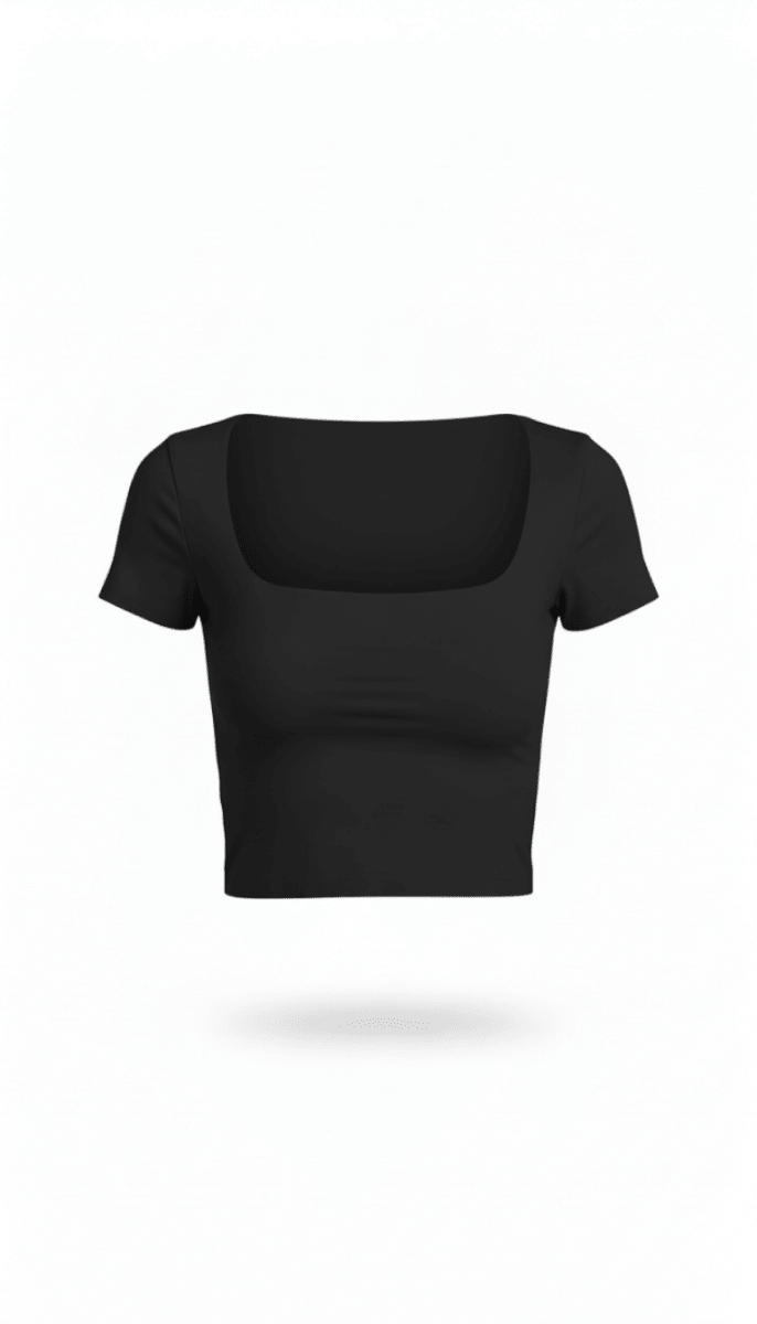 Crop top negro cuello cuadrado - BL0530-NES