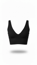Crop Top Negro V punto rayado - BL1346-NES