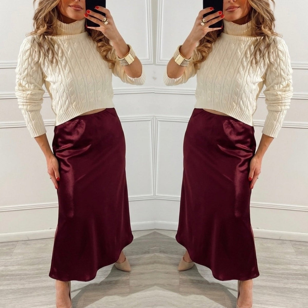 Falda Beige Satín - FA1710-BES