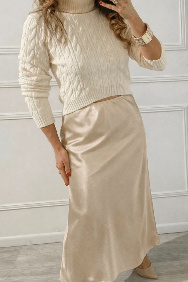 Falda Beige Satín - FA1710-BES