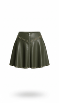 Falda Verde cuerina tachuelas - FA7627-VES
