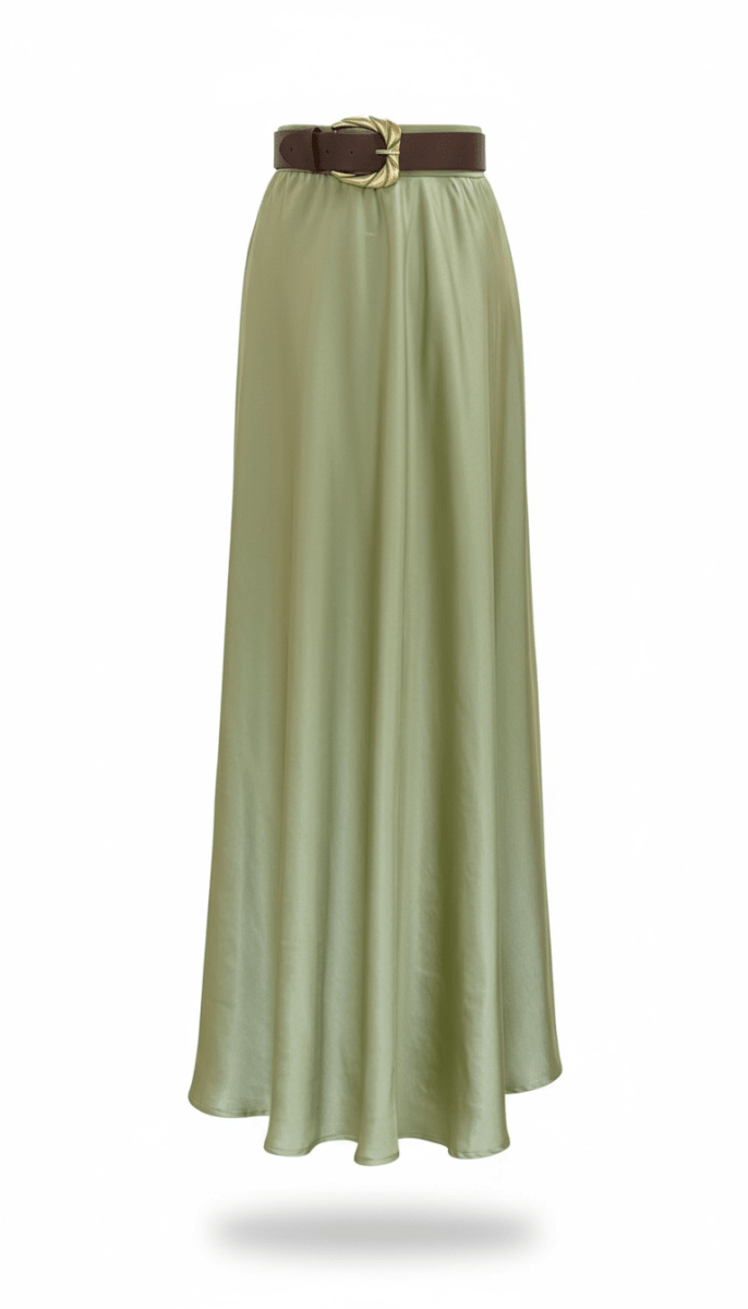 Falda Verde Satín Faja - FA8954-VES