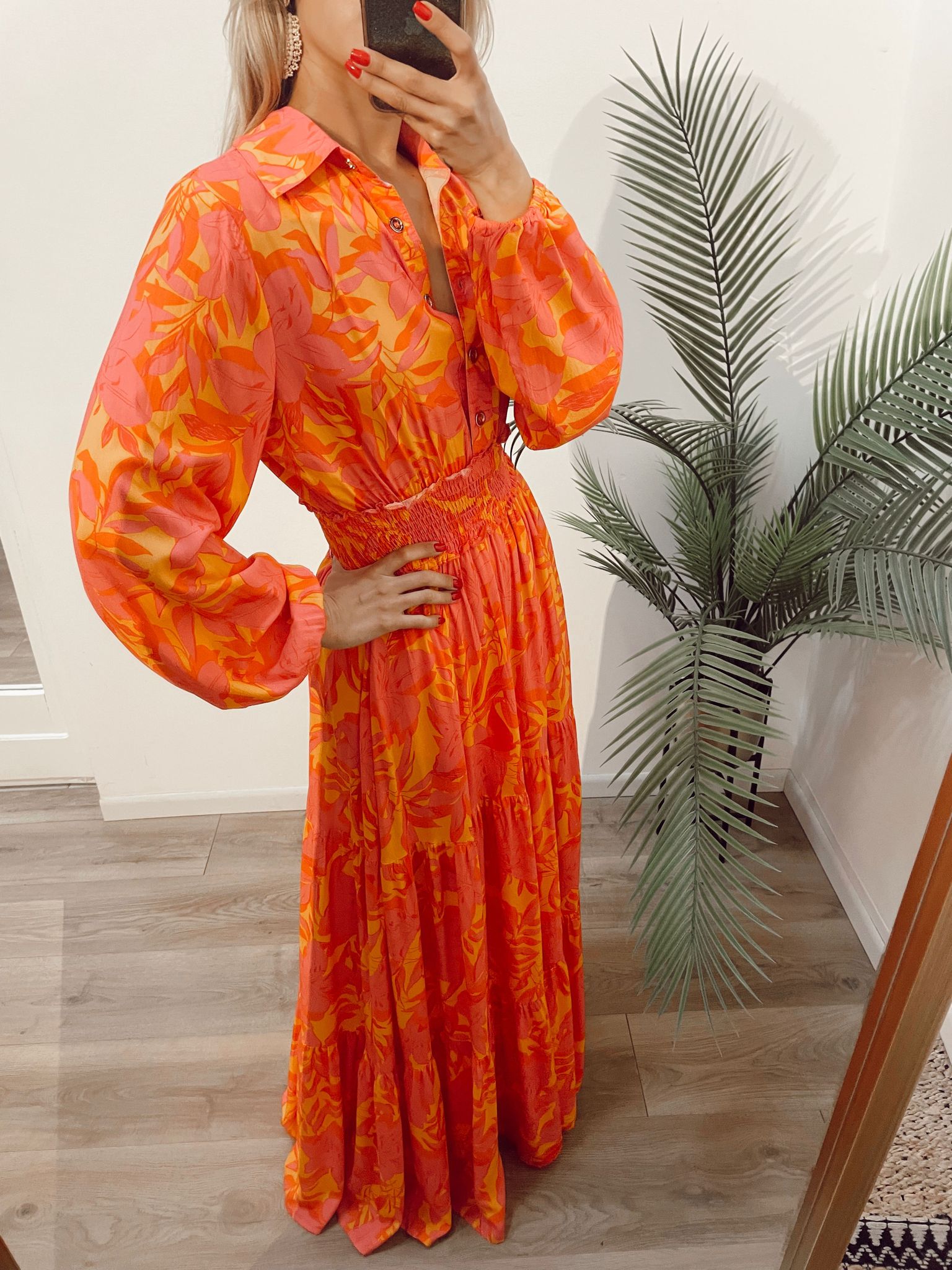 VESTIDO LARGO ROSA - NARANJA