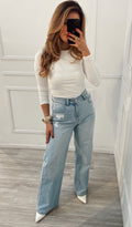 Jeans Celeste detalle rasgado - PA47L-0