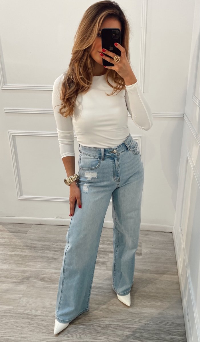 Jeans Celeste detalle rasgado - PA47L-0