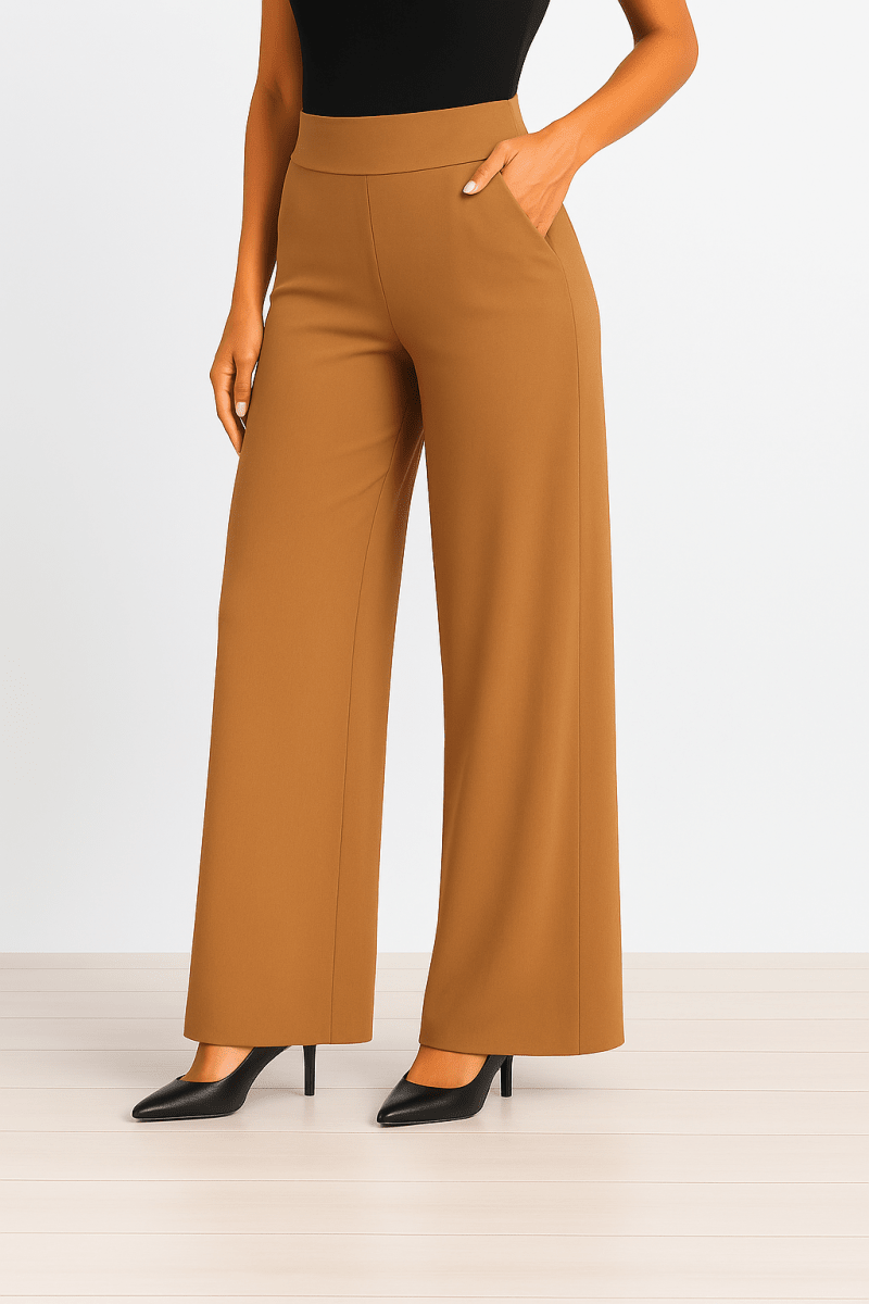 Palazzo fit perfecto khaki con elástico - PA5058-KHS