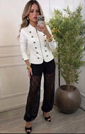 Pantalón aladino negro con encaje - PA3103-NES