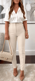 Pantalón Beige Claro con Pinzas - PA5113-BCS