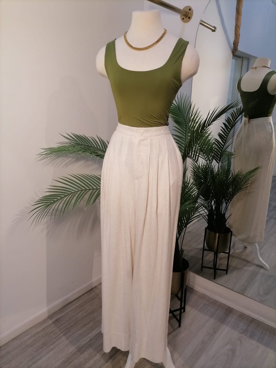 Pantalón estilo trouser de lino beige - PA4189-BES