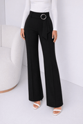 Pantalón negro con tira tipo faja y broche dorado - PA8079-NES