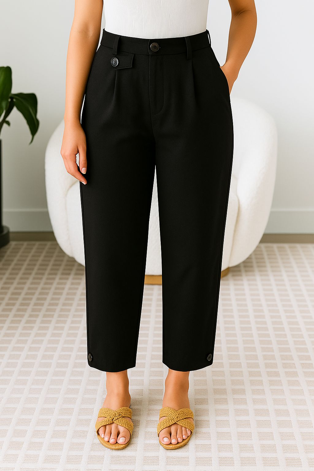 Pantalón Negro Lino